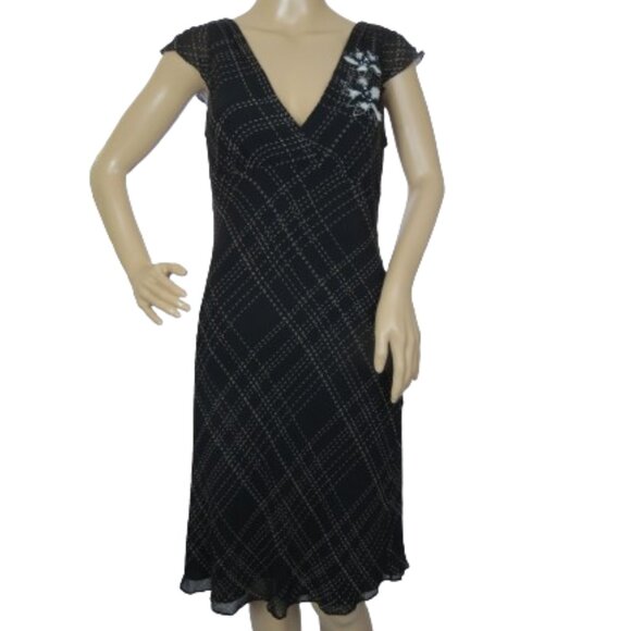 BCBG Maxazria Silk Striped Midi Dress - Picture 1 of 7
